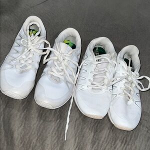 Varsity cheerleading White Women's Athletic Sneakers with Green Accent
